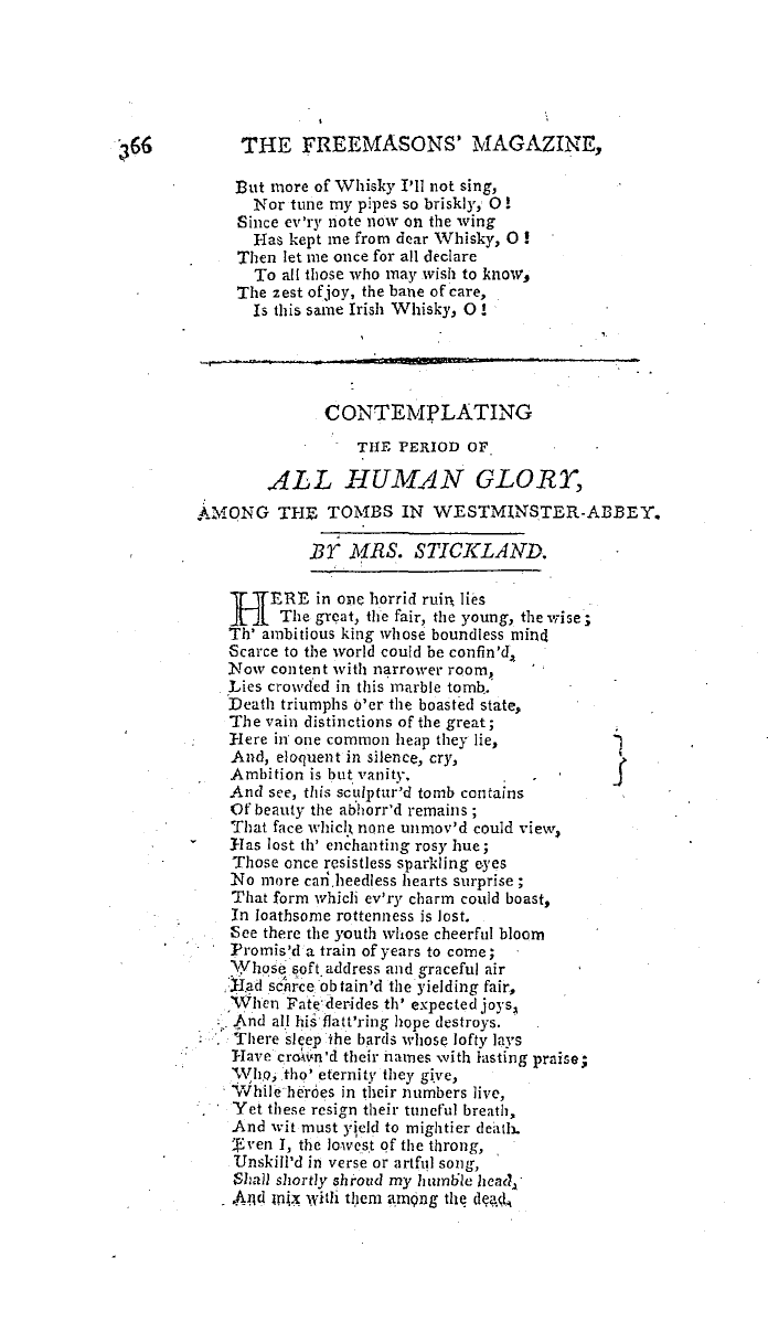 The Freemasons' Magazine: 1794-11-01 - Whisky: An Irish Bacchanalian Song.