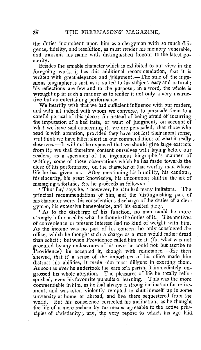 The Freemasons' Magazine: 1795-08-01 - Character Of Bernard Gilpin,