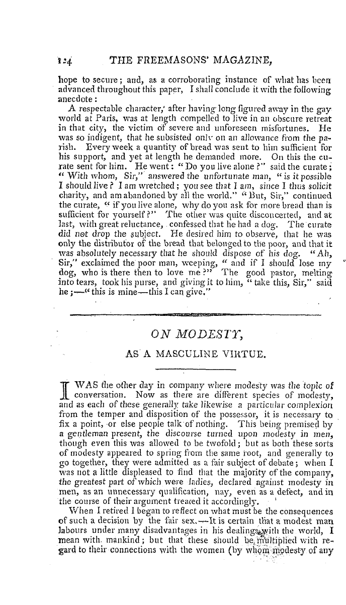 The Freemasons' Magazine: 1795-08-01 - On Compassion.