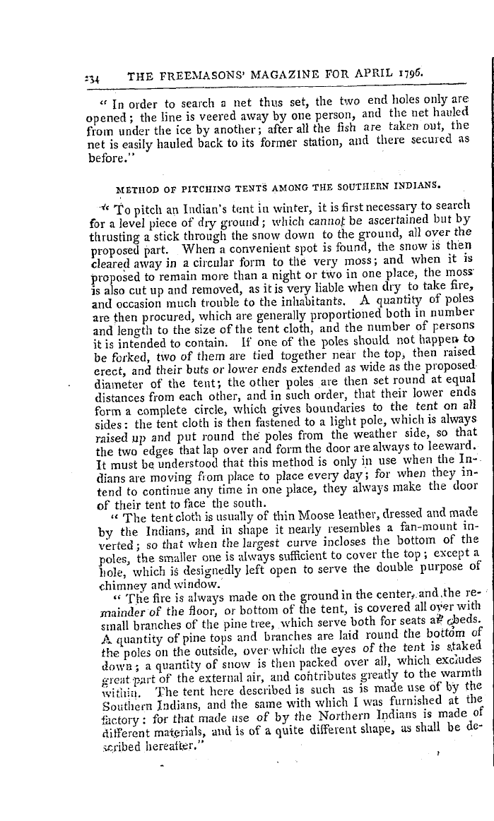 The Freemasons' Magazine: 1796-04-01 - Sketches Of The Manners And Customs Of The North-American Indians.