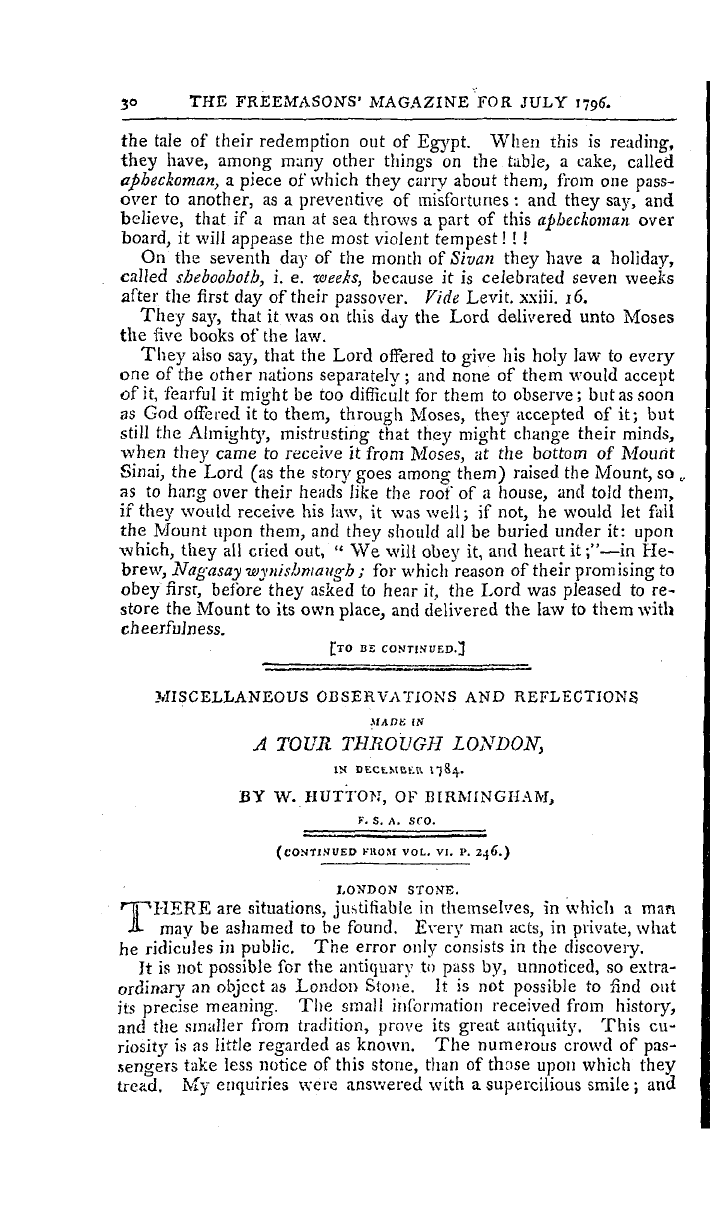 The Freemasons' Magazine: 1796-07-01 - Curious Particulars Relative To The Jews.