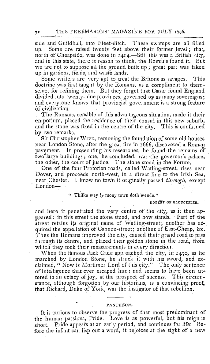 The Freemasons' Magazine: 1796-07-01 - Miscellaneous Observations And Reflections Made In A Tour Through London,