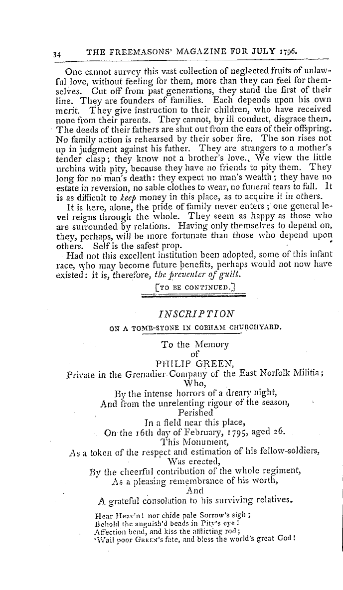 The Freemasons' Magazine: 1796-07-01 - Miscellaneous Observations And Reflections Made In A Tour Through London,