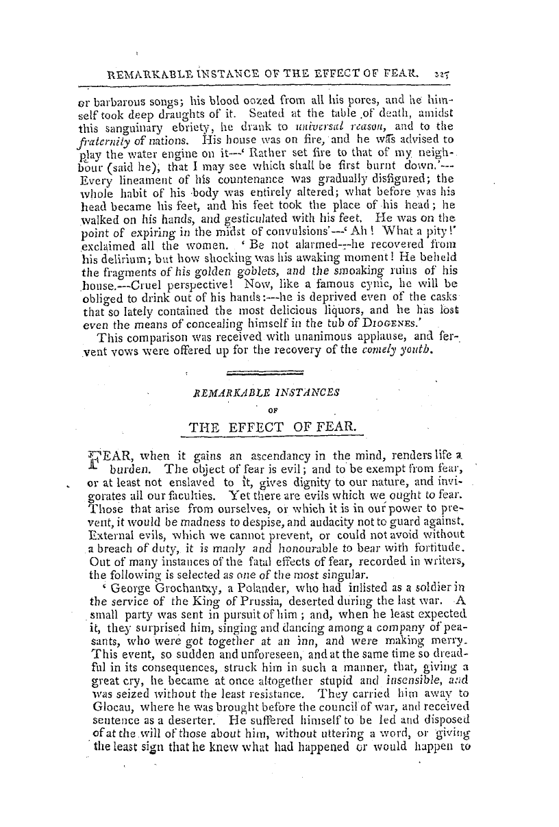 The Freemasons' Magazine: 1797-04-01 - Remarkable Instances Of The Effect Of Fear.