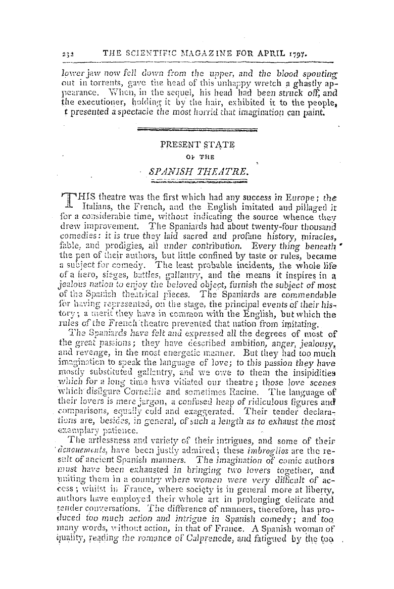 The Freemasons' Magazine: 1797-04-01 - Present State Of The Spanish Theatre.