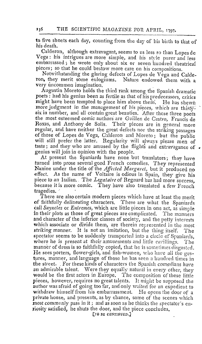 The Freemasons' Magazine: 1797-04-01 - Present State Of The Spanish Theatre.