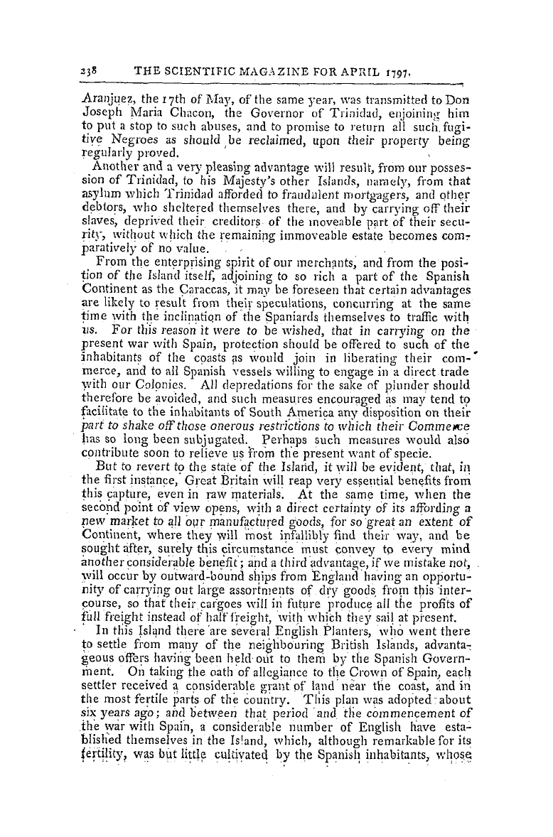 The Freemasons' Magazine: 1797-04-01 - Description Of The Island Of Trinidad,