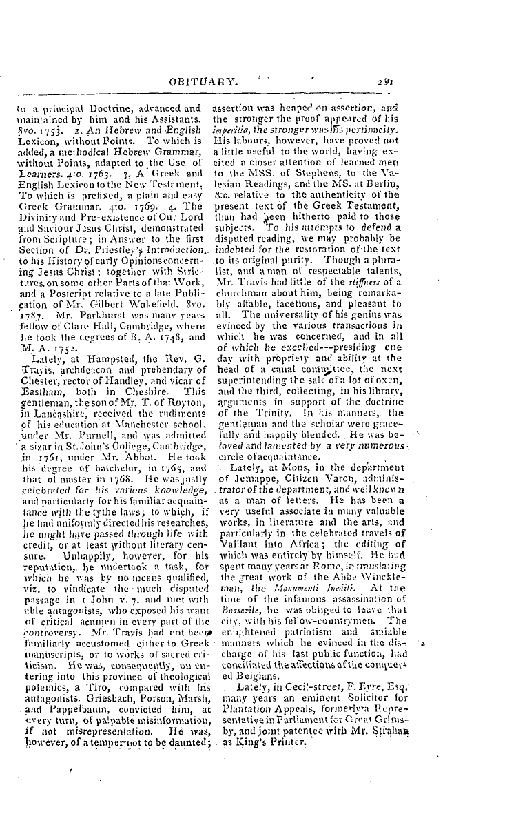 The Freemasons' Magazine: 1797-04-01 - Obituary.