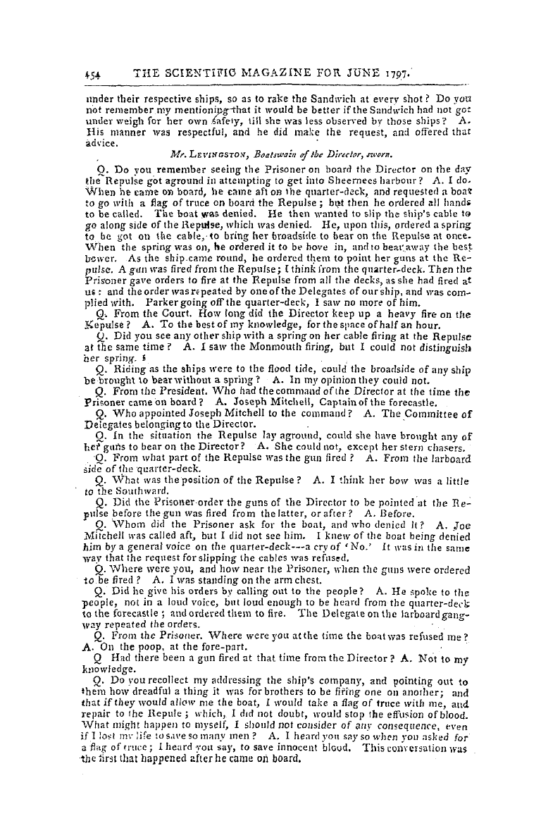 The Freemasons' Magazine: 1797-06-01 - The Trial Of Richard Parker, The Mutineer, By Court Martial.