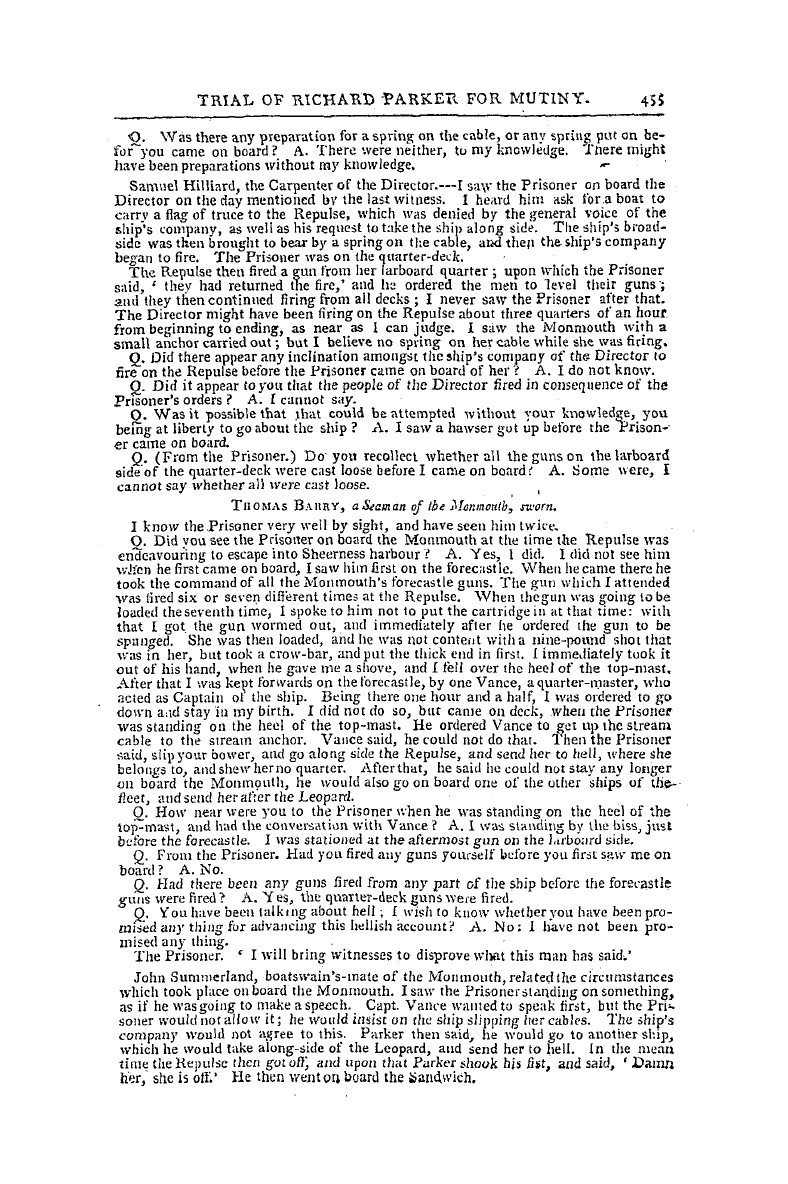 The Freemasons' Magazine: 1797-06-01 - The Trial Of Richard Parker, The Mutineer, By Court Martial.