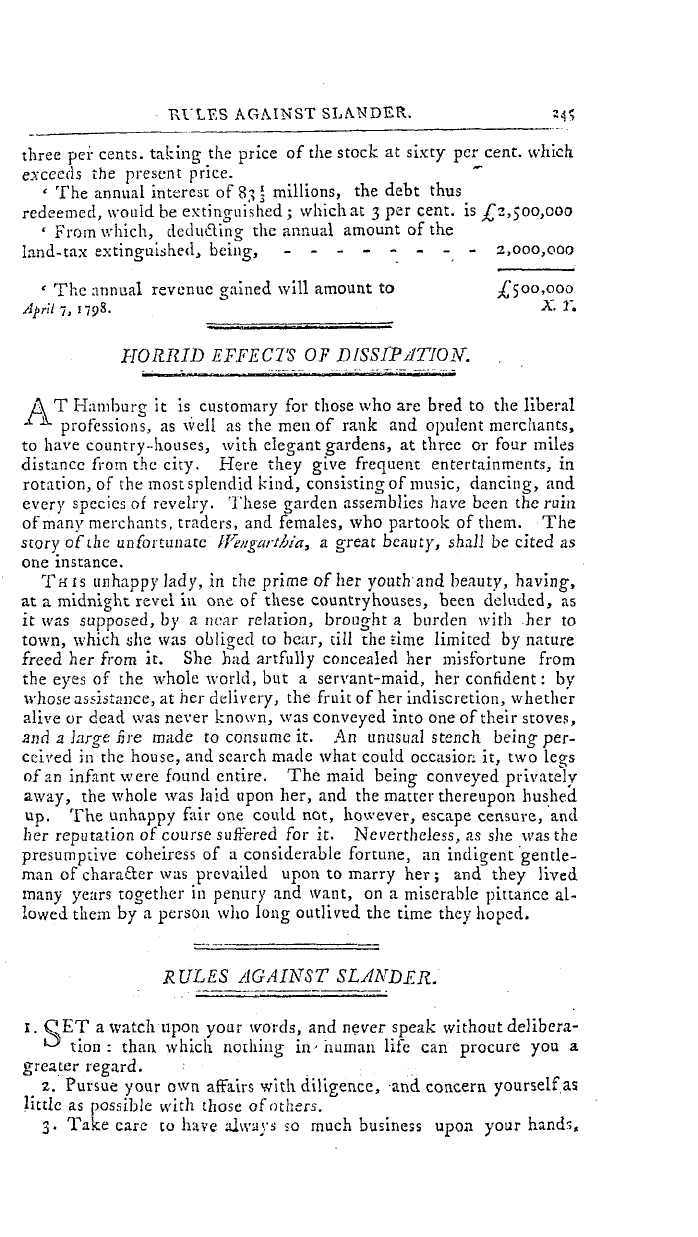 The Freemasons' Magazine: 1798-04-01 - Rules Against Slander.