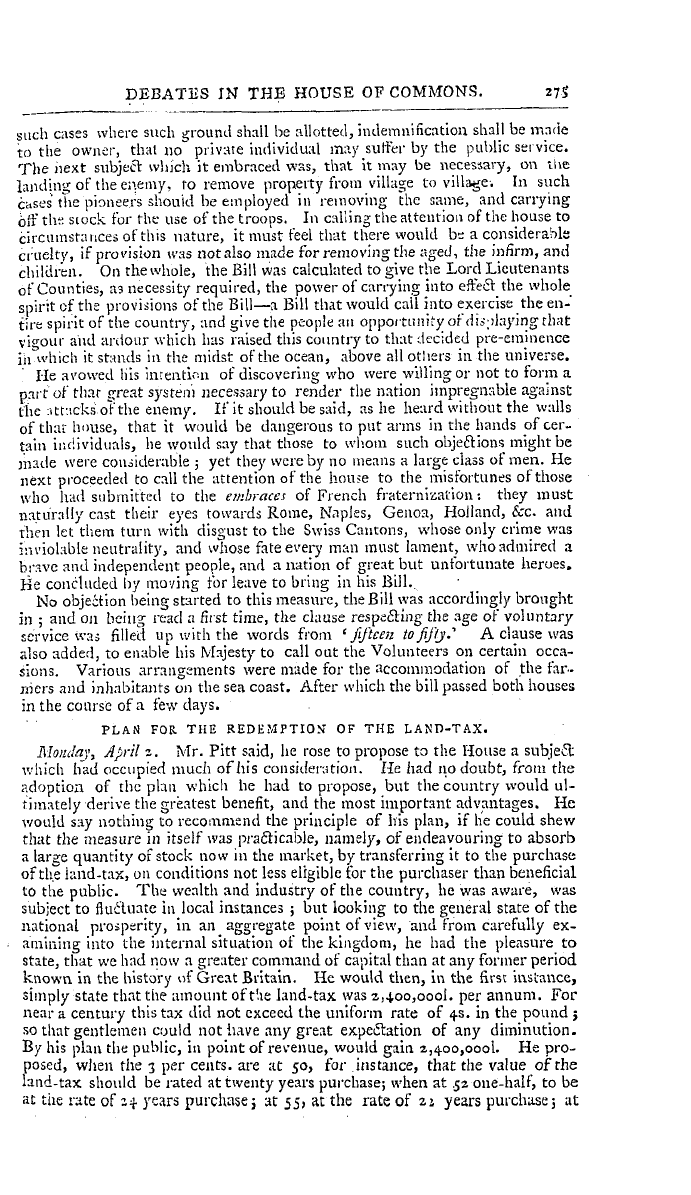 The Freemasons' Magazine: 1798-04-01 - Report Of The Proceedings Of The British Parliament.