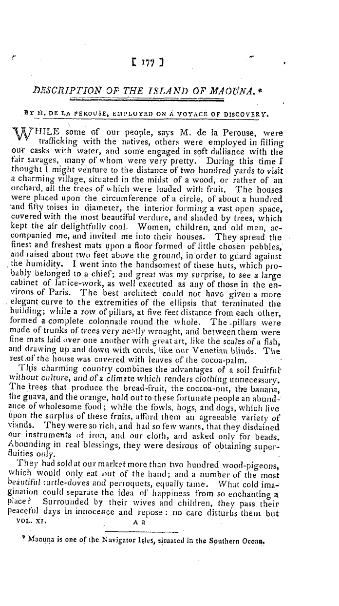 The Freemasons' Magazine: 1798-09-01 - Description Of The Island Of Maouna.