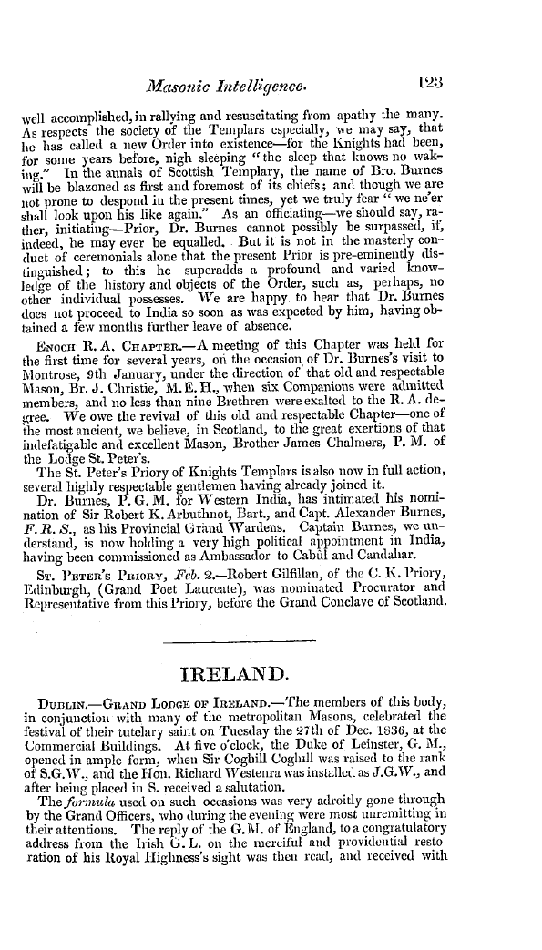 The Freemasons' Quarterly Review: 1837-03-31 - Ireland.