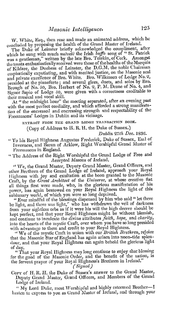 The Freemasons' Quarterly Review: 1837-03-31 - Ireland.