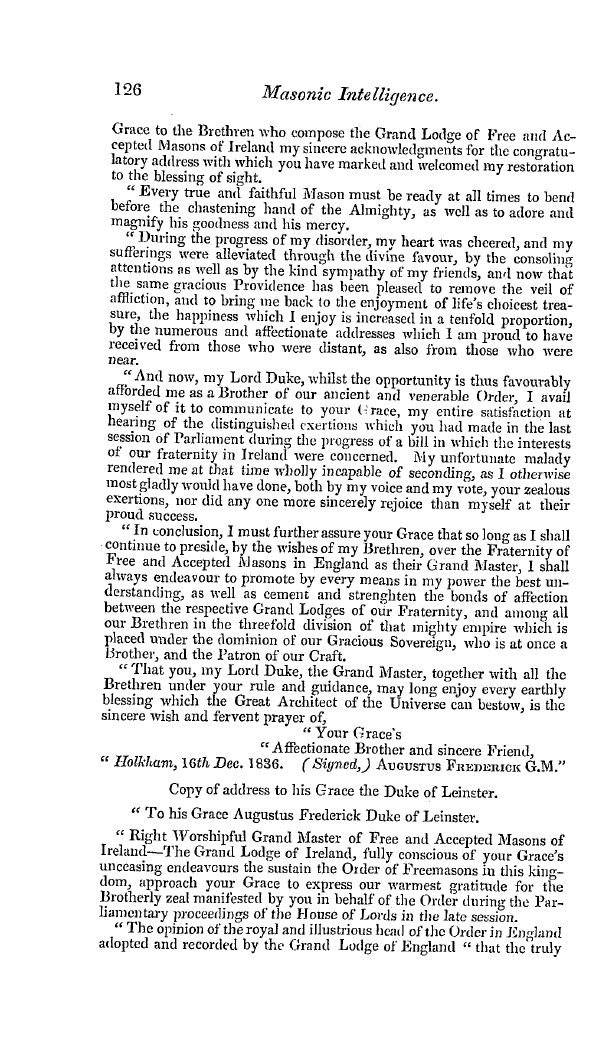 The Freemasons' Quarterly Review: 1837-03-31 - Ireland.