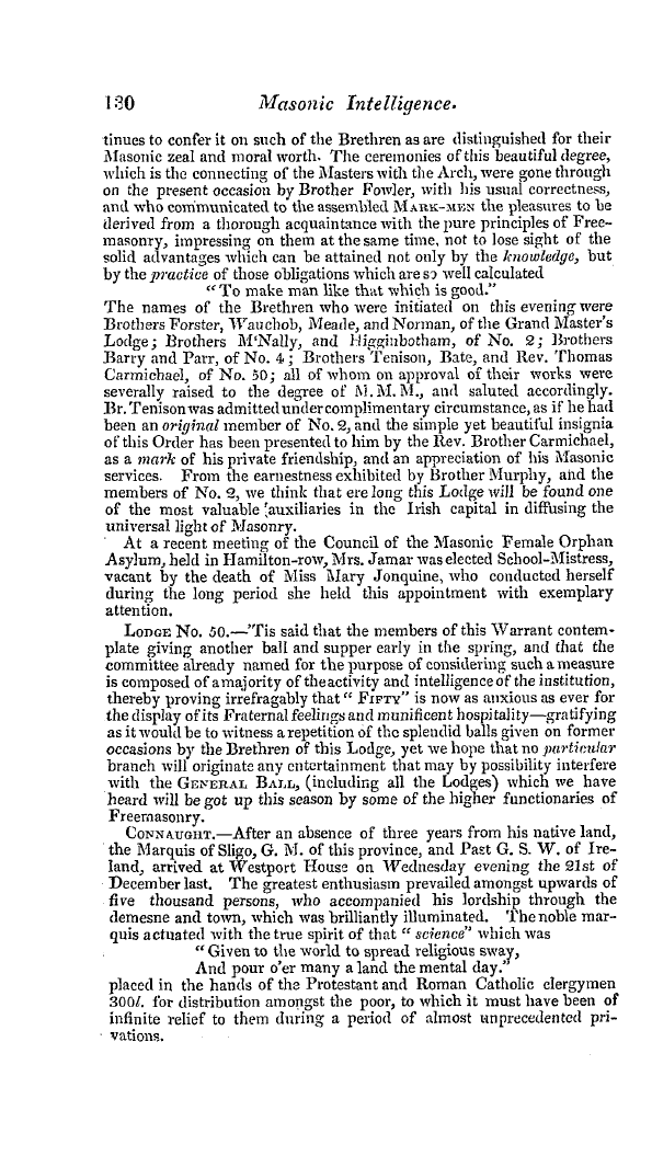 The Freemasons' Quarterly Review: 1837-03-31 - Ireland.