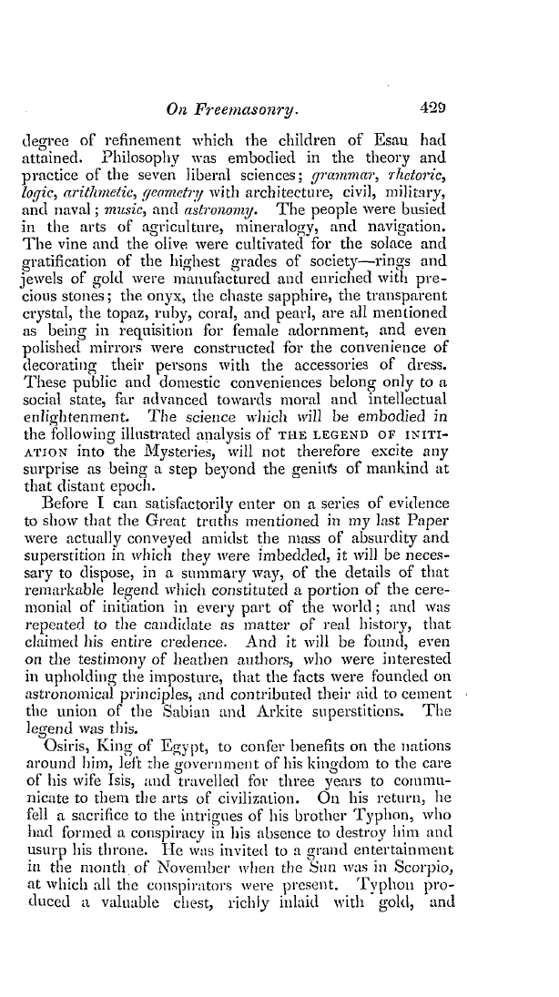 The Freemasons' Quarterly Review: 1837-12-31 - On Freemasonry. The Spurious Freemasonry Of Ancient Times.