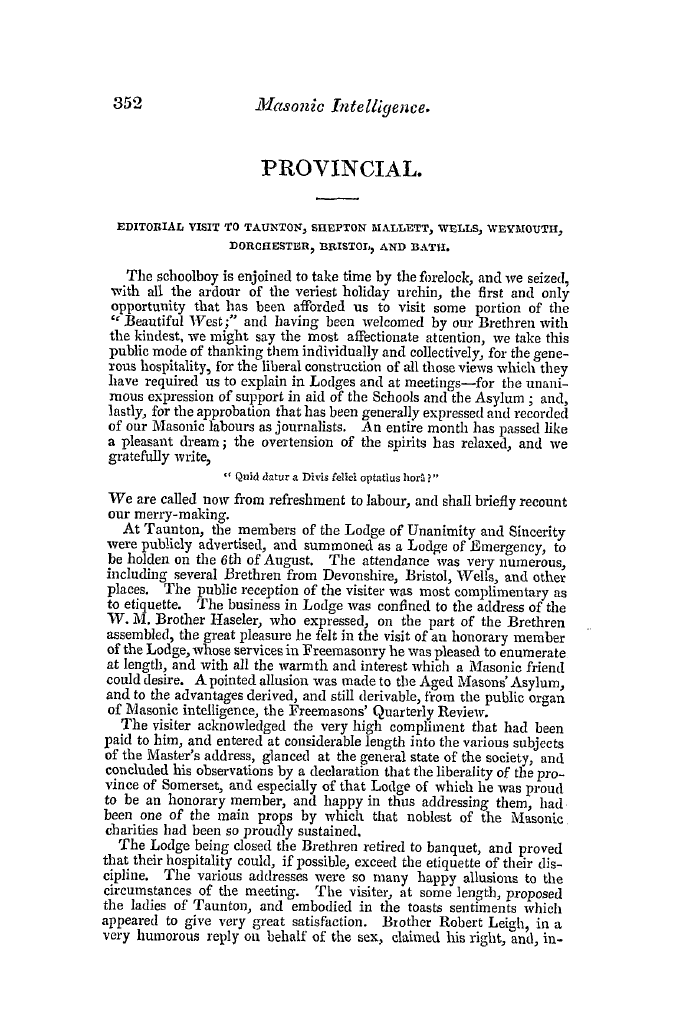 The Freemasons' Quarterly Review: 1839-09-30 - Provincial.