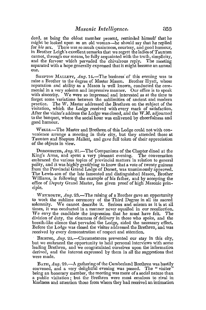 The Freemasons' Quarterly Review: 1839-09-30 - Provincial.