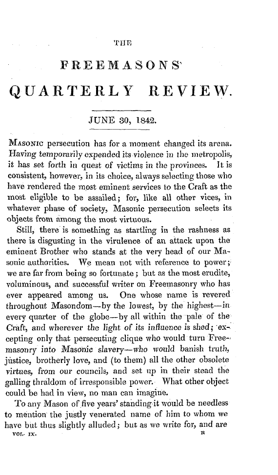 The Freemasons' Quarterly Review: 1842-06-30: 3