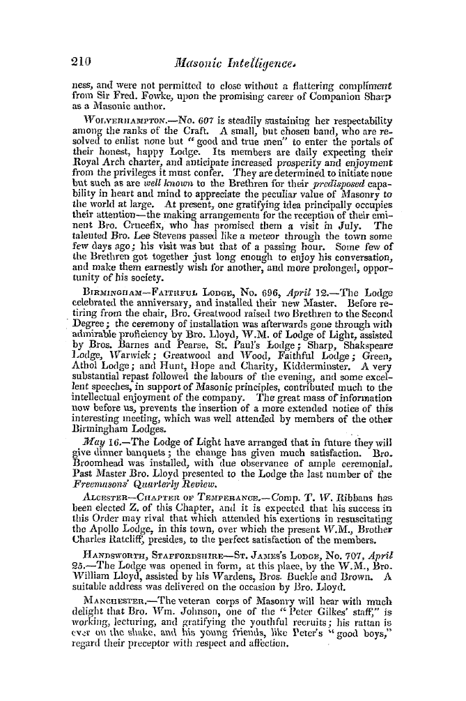 The Freemasons' Quarterly Review: 1842-06-30 - Provincial.