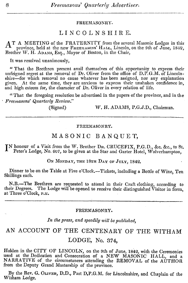 The Freemasons' Quarterly Review: 1842-06-30 - Freemasonry. In The Press , And Speedily...