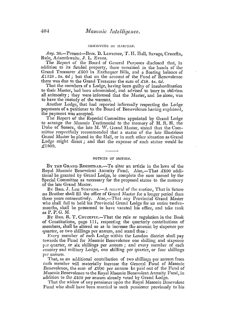 The Freemasons' Quarterly Review: 1843-09-30 - United Grand Lodge Of England.