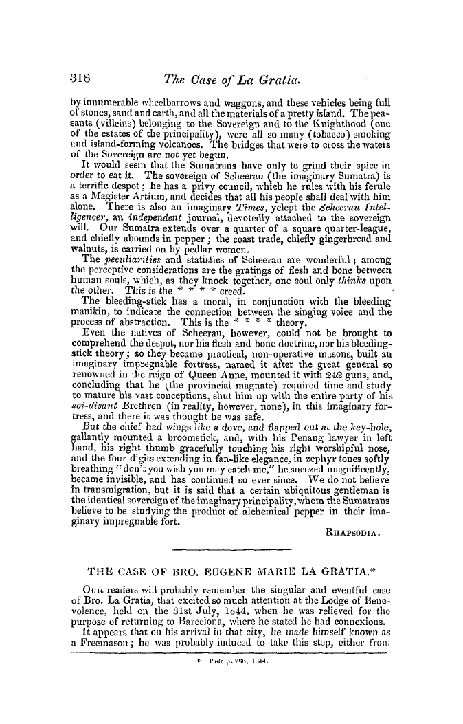 The Freemasons' Quarterly Review: 1845-09-30 - The Case Of Bro. Eugene Marie La Gratia.*