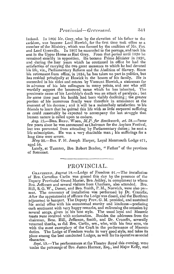 The Freemasons' Quarterly Review: 1845-09-30 - Provincial.