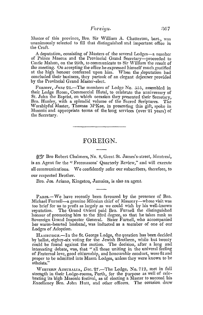 The Freemasons' Quarterly Review: 1845-09-30 - Foreign.