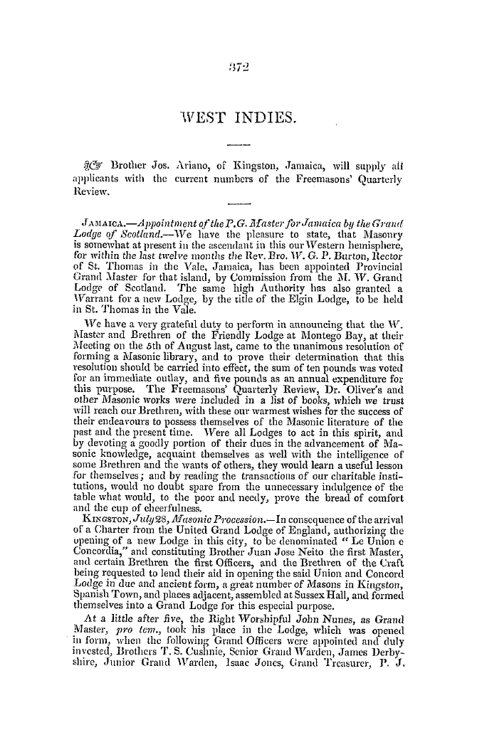 The Freemasons' Quarterly Review: 1845-09-30 - West Indies.