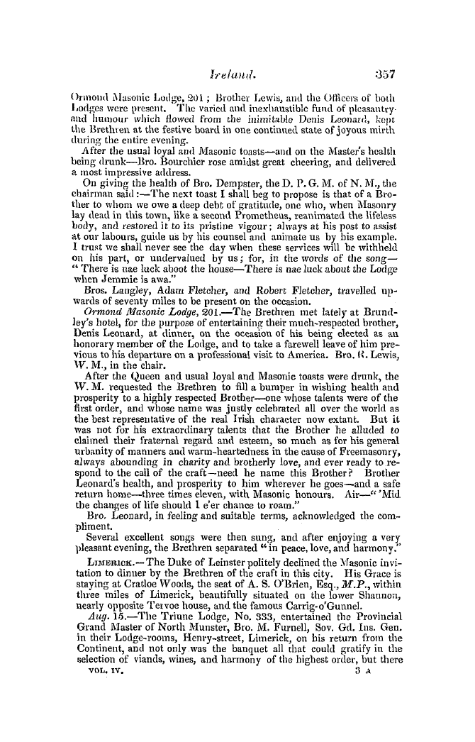 The Freemasons' Quarterly Review: 1846-09-30 - Ireland.