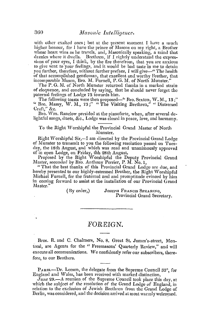 The Freemasons' Quarterly Review: 1846-09-30 - Ireland.