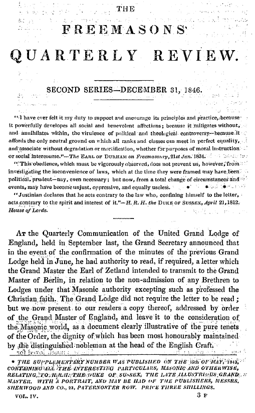 The Freemasons' Quarterly Review