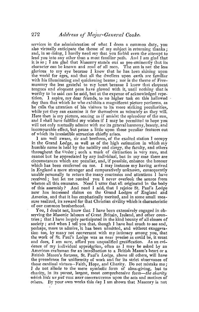 The Freemasons' Quarterly Review: 1847-09-30 - Address Of Major-General Cooke