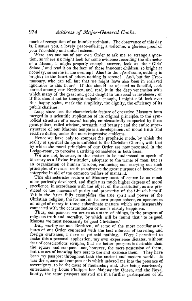 The Freemasons' Quarterly Review: 1847-09-30 - Address Of Major-General Cooke