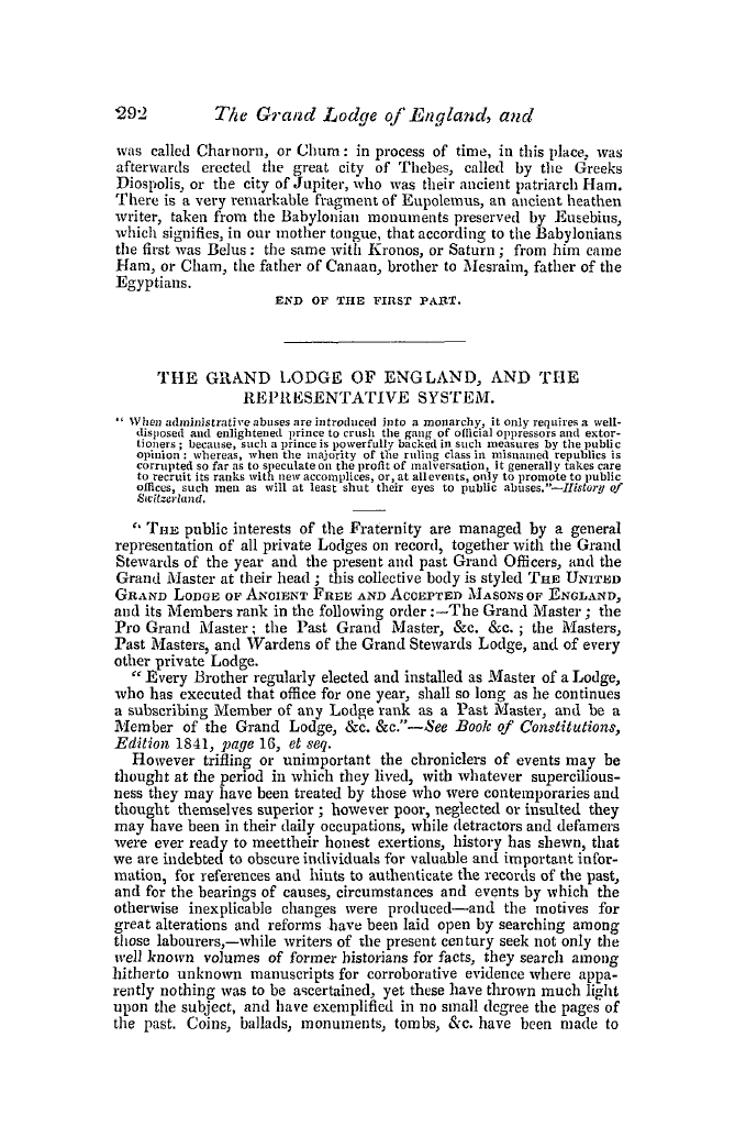 The Freemasons' Quarterly Review: 1847-09-30 - The Grand Lodge Of England, And The Representative System.