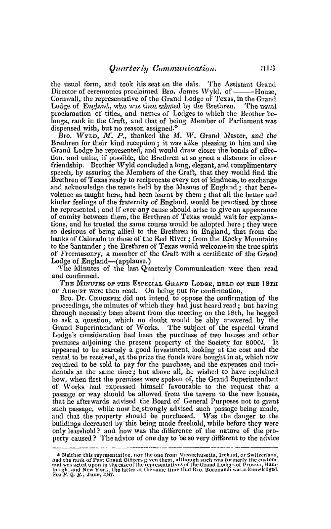 The Freemasons' Quarterly Review: 1847-09-30 - Quarterly Communication.