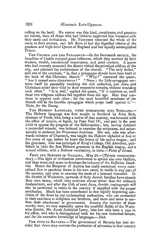 The Freemasons' Quarterly Review: 1847-09-30 - Chit Chat.