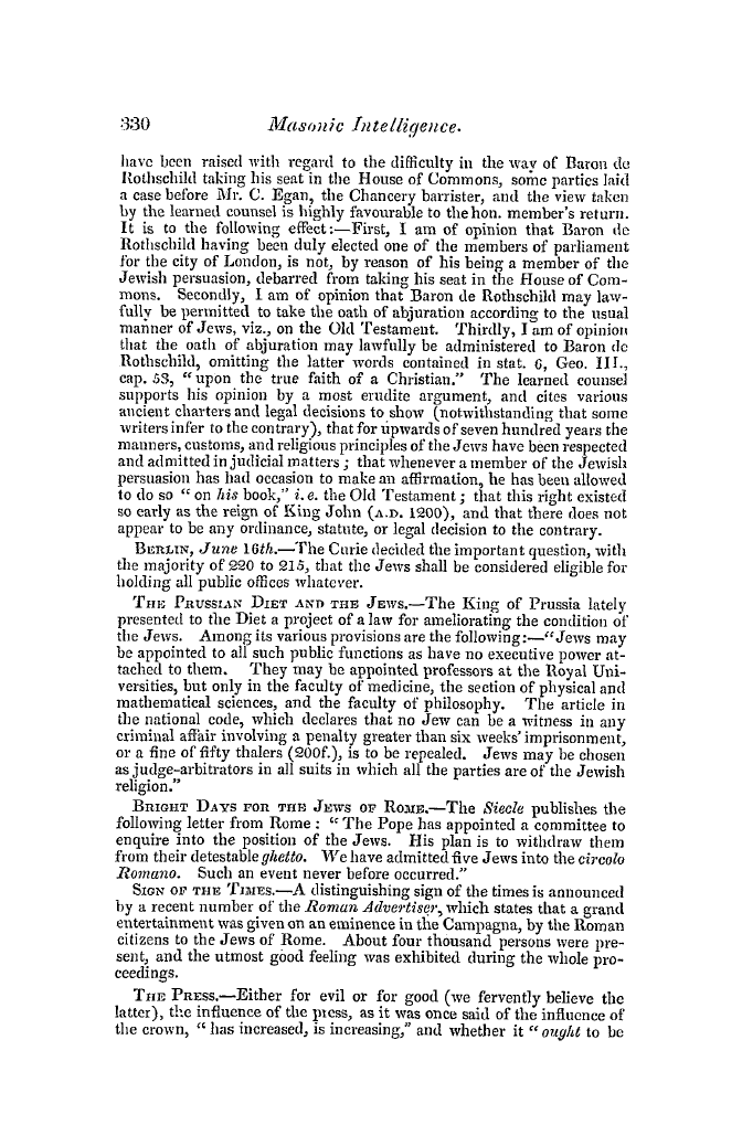 The Freemasons' Quarterly Review: 1847-09-30 - Chit Chat.