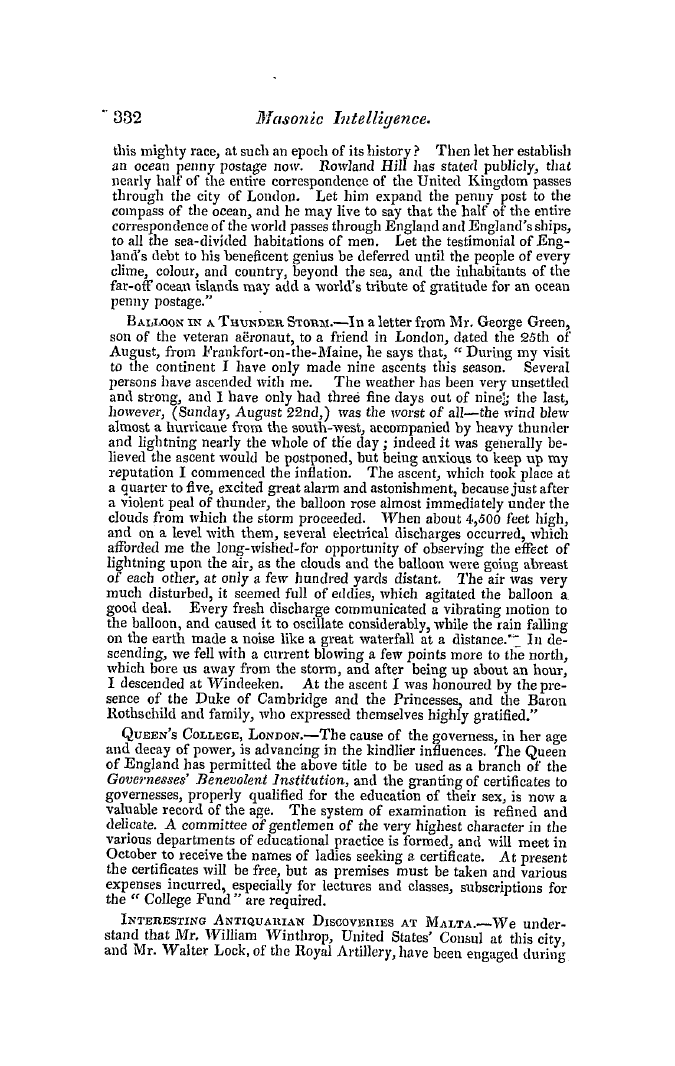 The Freemasons' Quarterly Review: 1847-09-30 - Chit Chat.