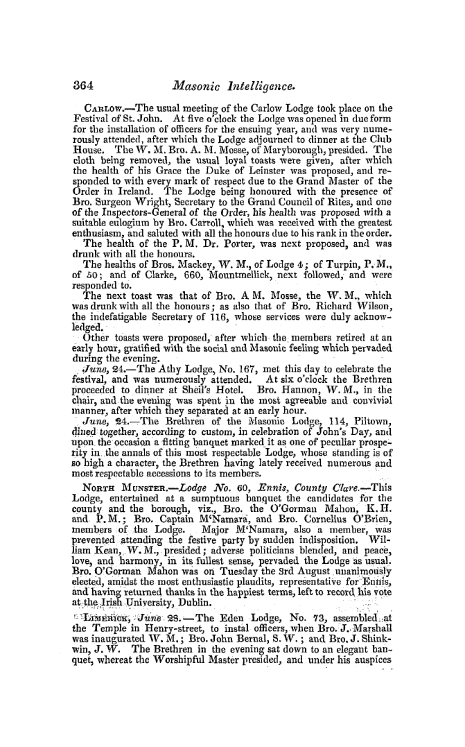 The Freemasons' Quarterly Review: 1847-09-30 - Ireland.