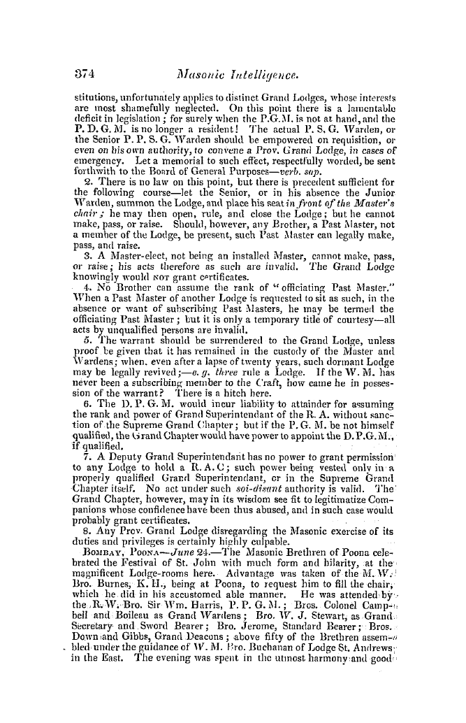 The Freemasons' Quarterly Review: 1847-09-30 - India.