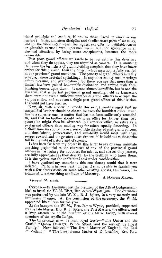 The Freemasons' Quarterly Review: 1848-03-31 - Provincial.