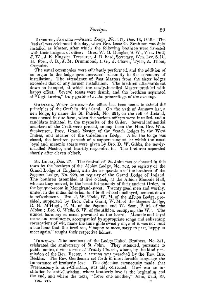 The Freemasons' Quarterly Review: 1849-03-31 - Foreign.*