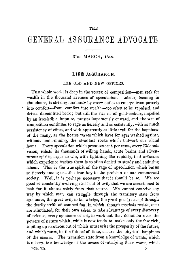 The Freemasons' Quarterly Review: 1849-03-31 - General Assueance Advocate.