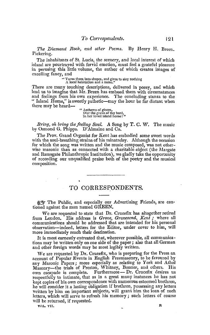 The Freemasons' Quarterly Review: 1849-03-31 - Literary Notices.