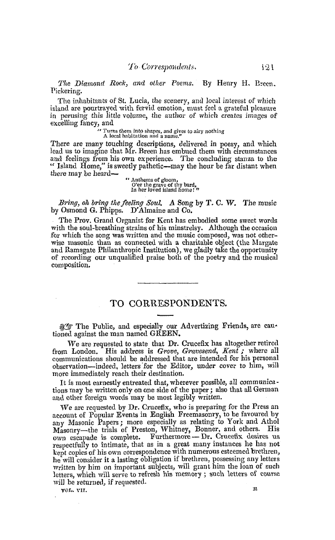 The Freemasons' Quarterly Review: 1849-03-31: 138