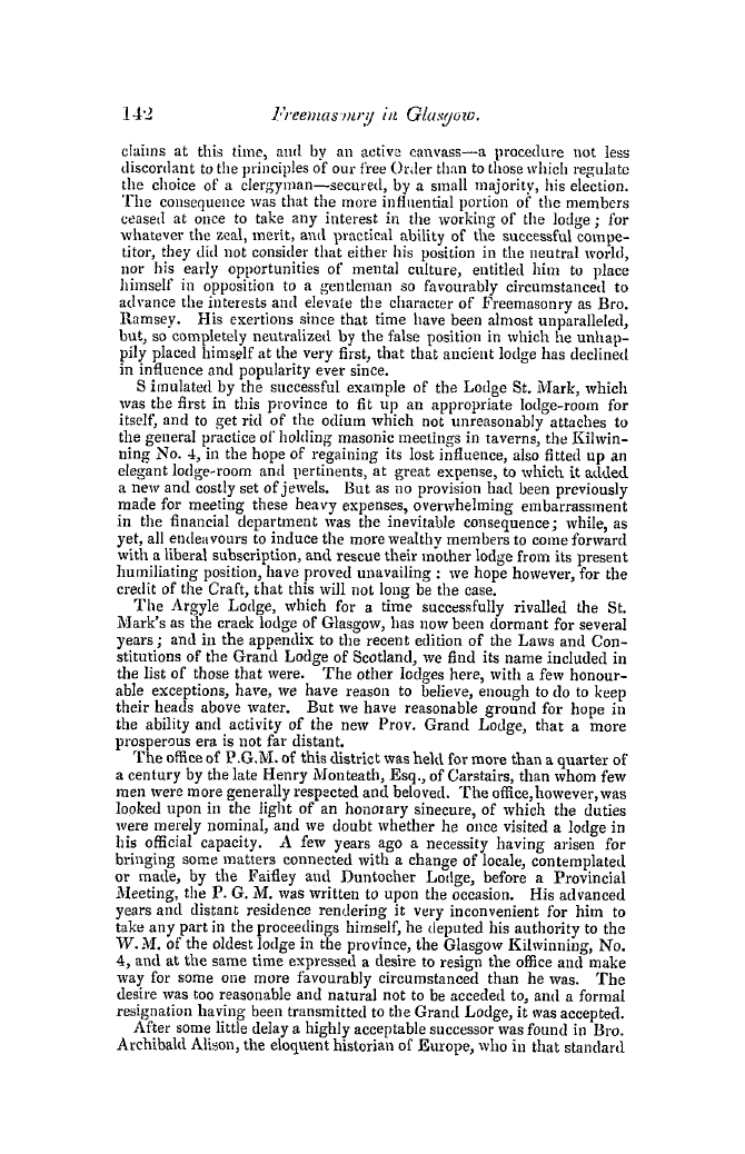 The Freemasons' Quarterly Review: 1849-06-30 - Freemasonry In Glasgow.